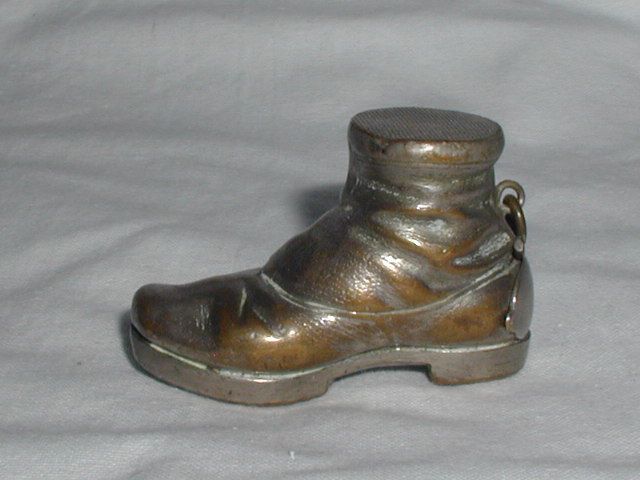 Antique Novelty Match Safe Vesta Boot Silver Plated 