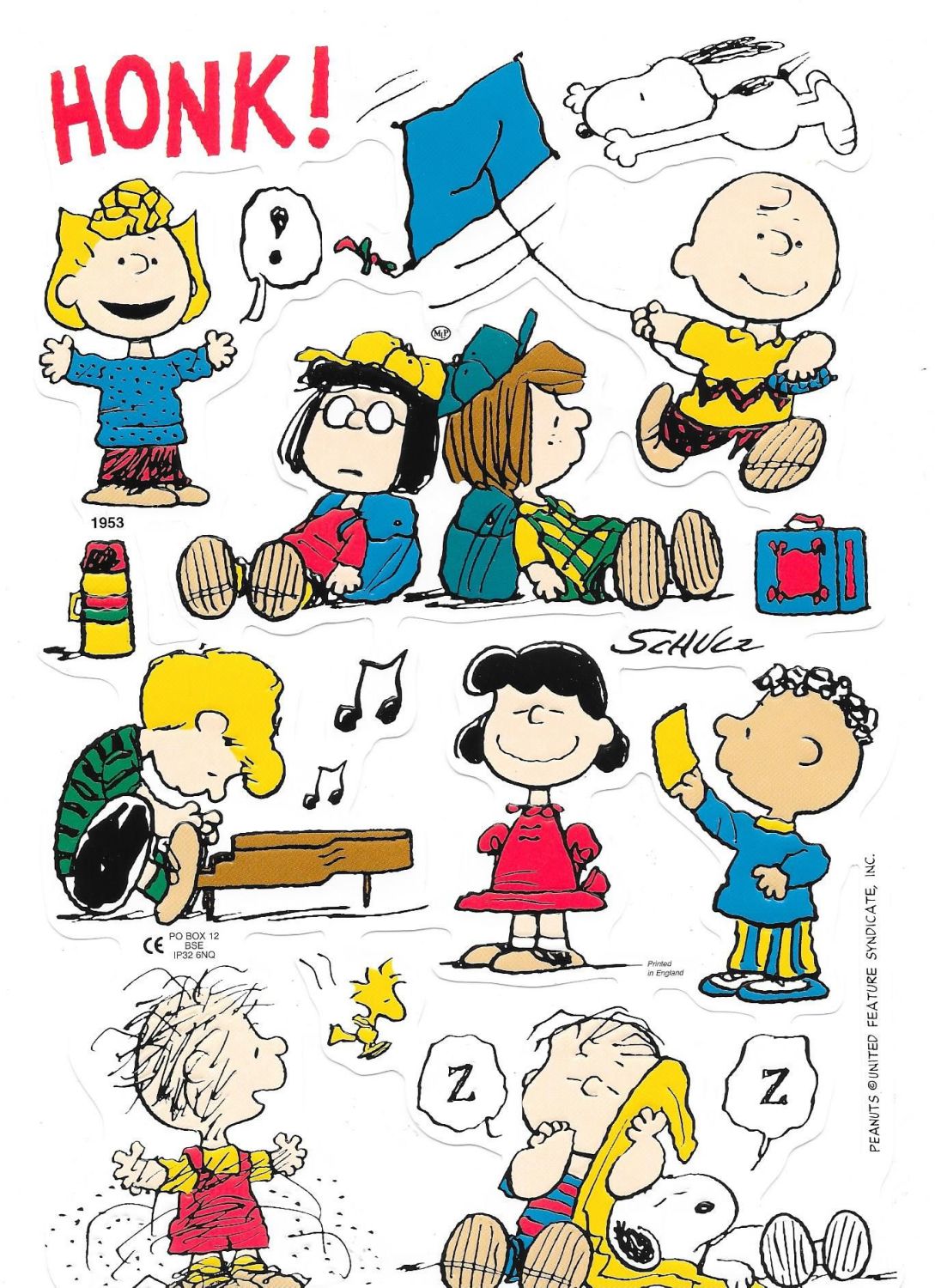 1952 - Snoopy Joe Cool Shultz Charlie Brown Peanuts Scrap Sheet Set