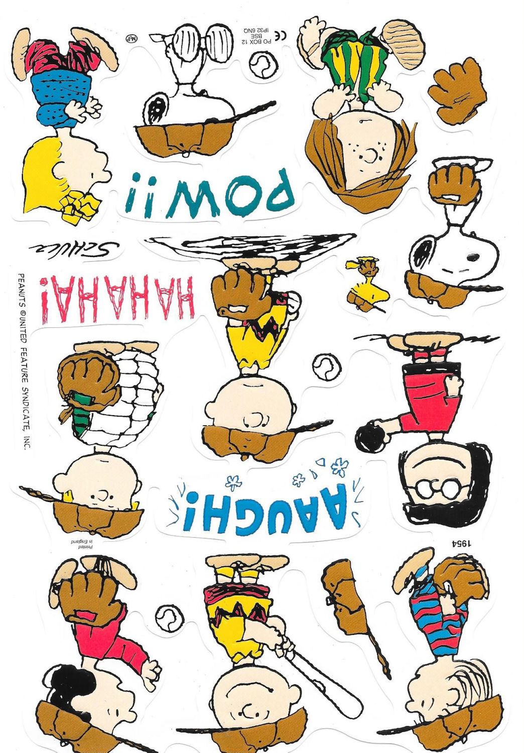 1954 - Snoopy Joe Cool Shultz Charlie Brown Peanuts Scrap Sheet Set