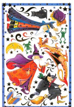 F3016 Foil Decorated Witch Wizard Halloween Dragon Black Cat