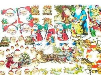 Set 16 ;  Santa Claus Father Christmas x 7 Sheets scraps lithograph 
