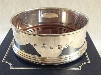 Sterling Silver Antique Style large wine coaster full hallmarks hallmarked 