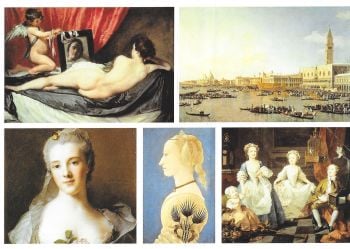 1851A  - Antique Paintings Canaletto Hogarth Velazquez Nattier Baldovinetti 