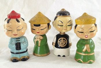 Vintage Retro Bobble head Nodding Chinese Figures Super Condition