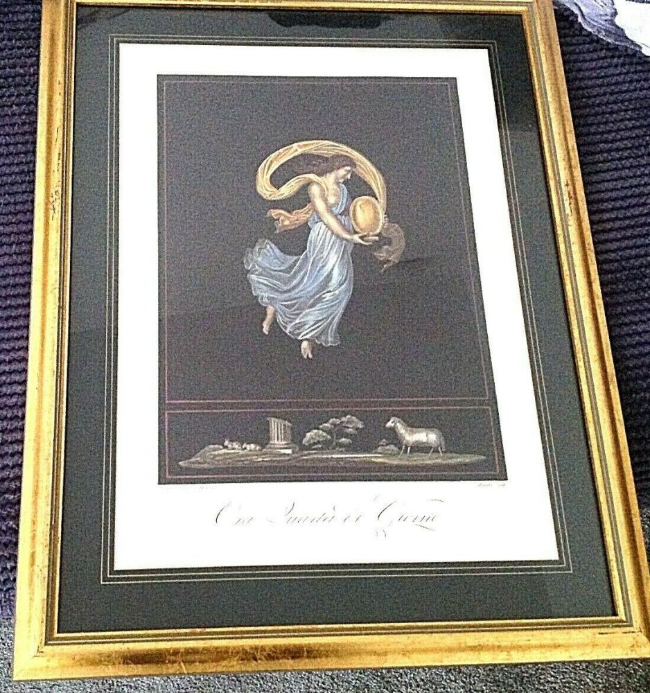 Antique classical print beautifully framed very decorative one of a set