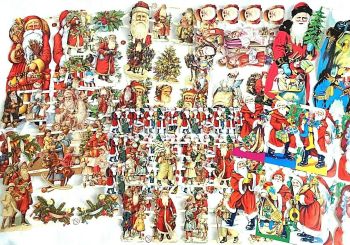 Set 28 : Santa Claus Belsnickle x 11 Sheets Victorian style scraps lithograph
