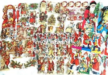 Set 28 : Santa Claus Belsnickle x 11 Sheets Victorian style scraps lithograph 