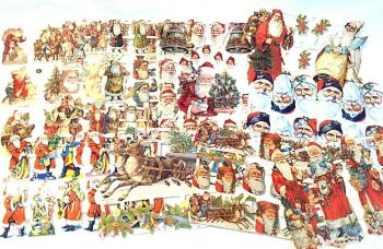  Set 29. Santa Claus Belsnickle x 10 Sheets Father Christmas Victorian Scraps Lithograph 