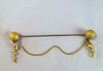 Antique French Cloak clasp fastening Articulated gilded burnished with drops
