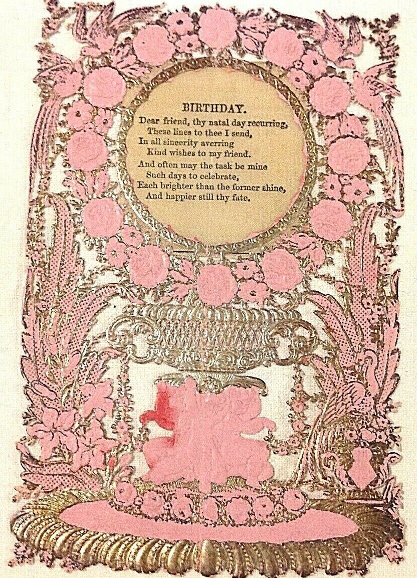   Victorian Embossed Antique Victorian Paper Lace New Years Card C1890s Pop