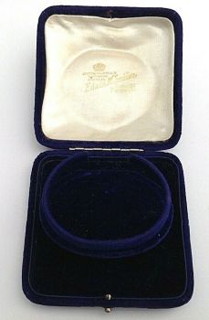 Antique blue velvet jewellery display box bracelet bangle Edwin M Seddon Yeovil