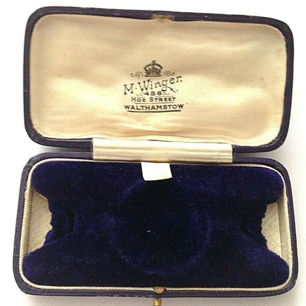 Antique Blue Velvet Jewellery Display Box H A Briault 