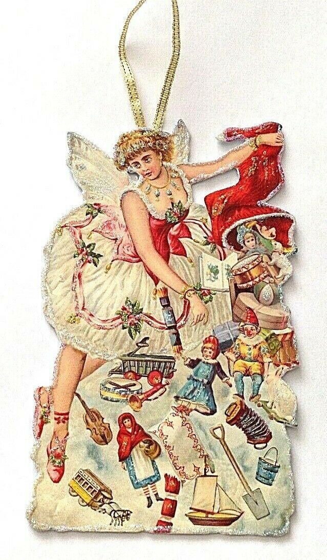 Antique Victorian style Christmas tree decoration Hand made artisan glitter