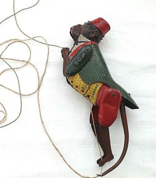 Antique tin plate German climbing mechanical monkey toy Lehmann 385