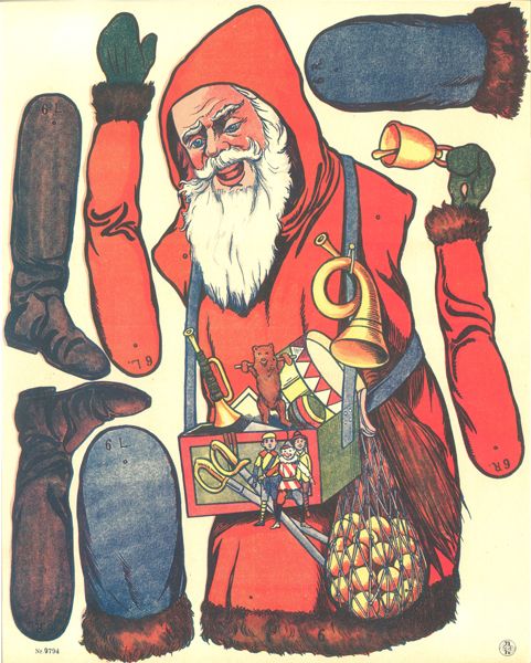 Cut out sheet Jumping Jack Santa Claus Father Christmas 9794