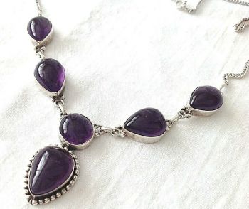 Sterling Silver Amethyst drippy Necklace Pendent stamped 925