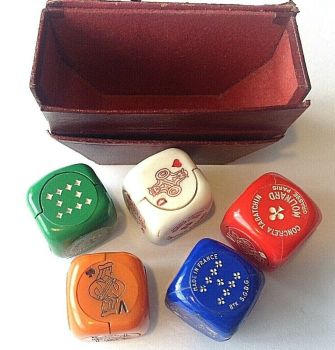 Antique Molinard set 5 dice solid perfume scent Grasse Paris Bakelite