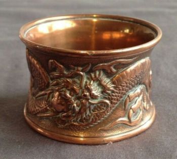Antique copper napkin ring Chinese dragon dragons