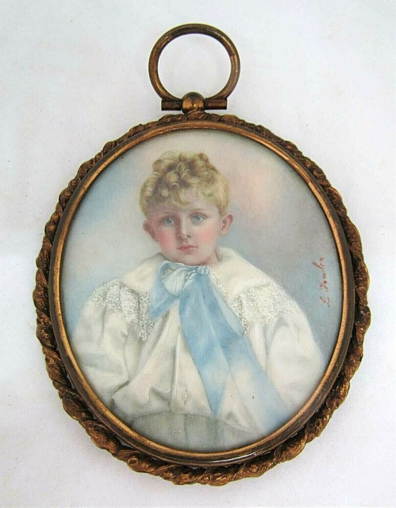 Antique miniature on wafer Georgian 1815 by Sigourney Pastorini gilt frame