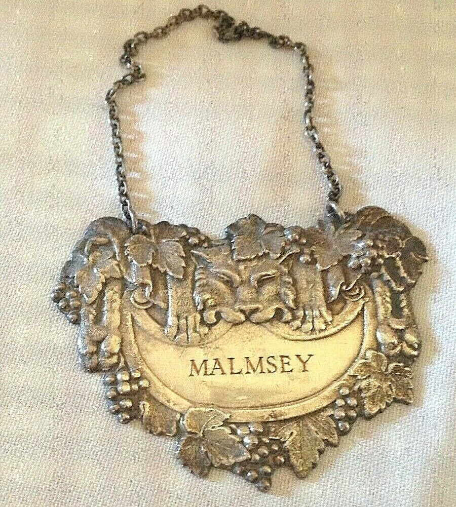 Antique style vintage sterling silver Sherry label hallmarked London 1970