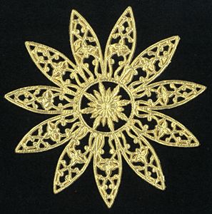 Dresden die cut scrap ornament gold paper lace star 1155