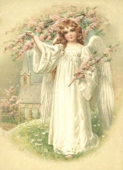 Antique Style Post Card little angel Easter or Holy Communion