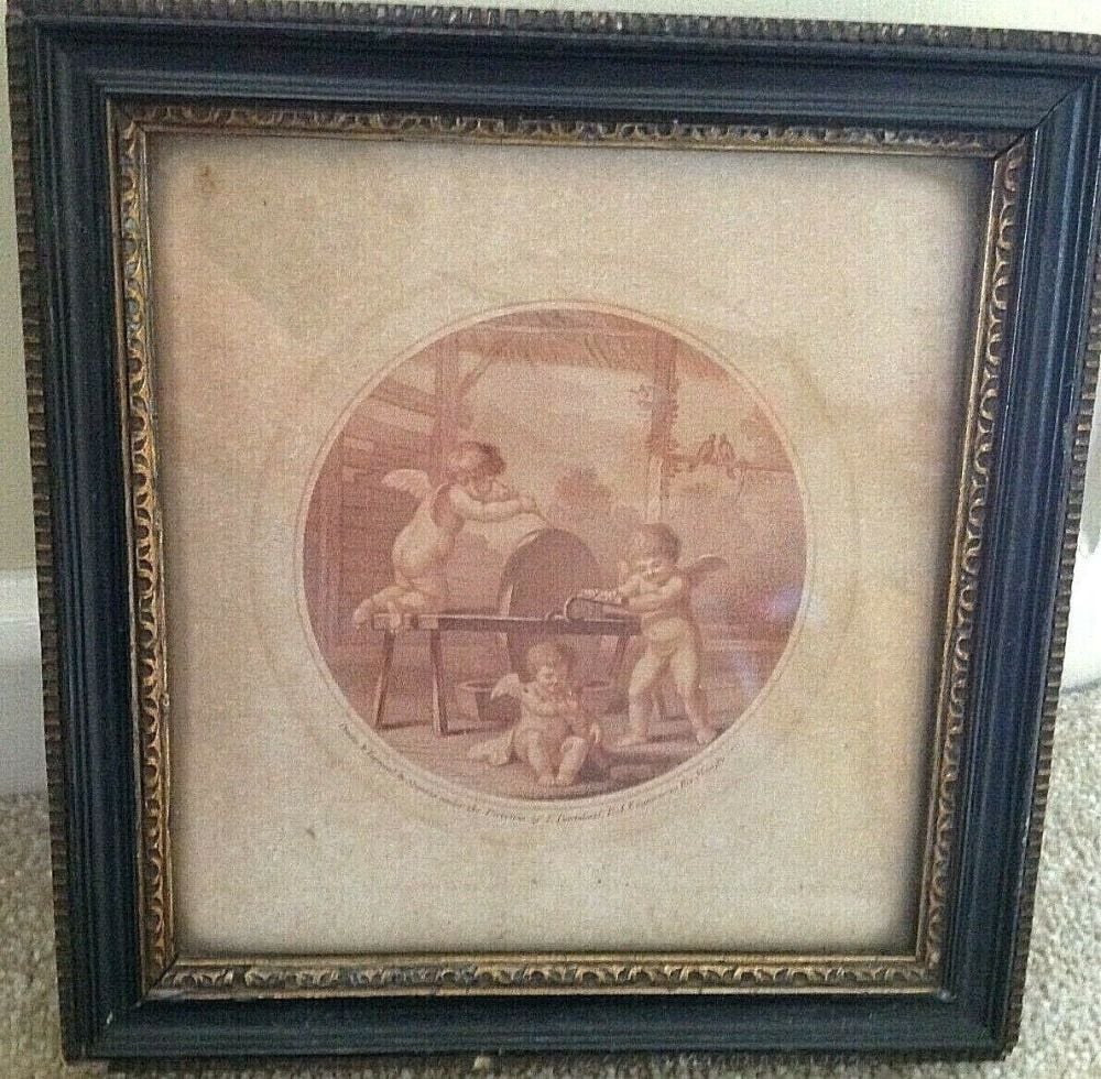 Antique Chinese Painting on glass immortal with peach