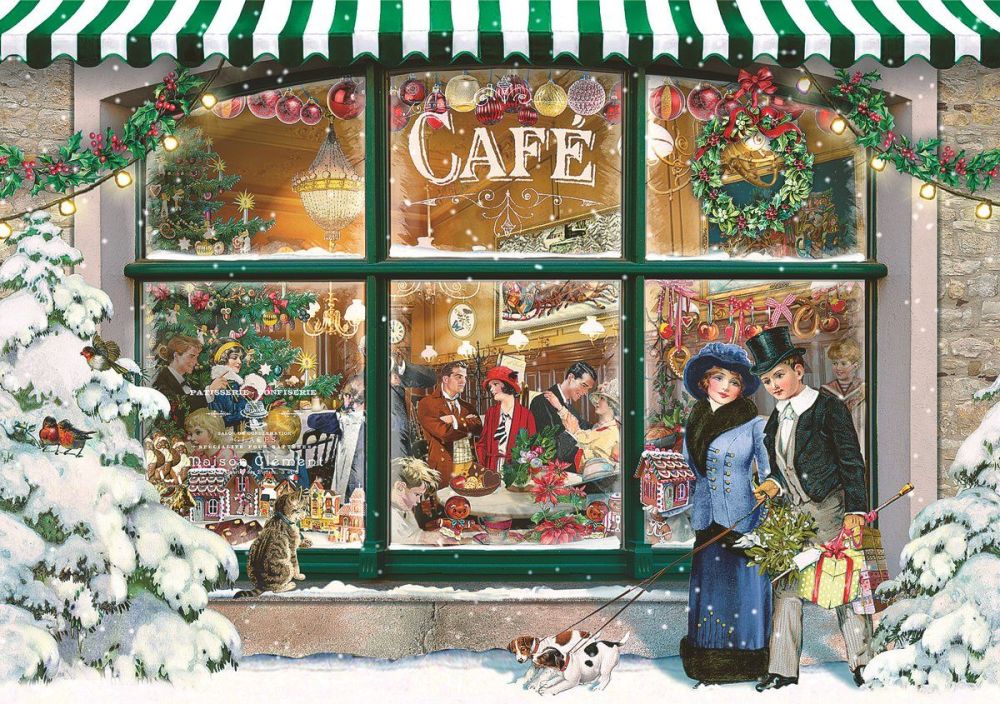  Advent Calendar Christmas Window Shopping greeting Card glitter and gold f