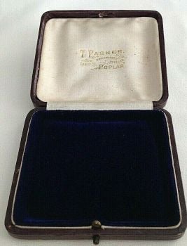 Vintage antique T Parker Poplar gold lettering Jewellery display box