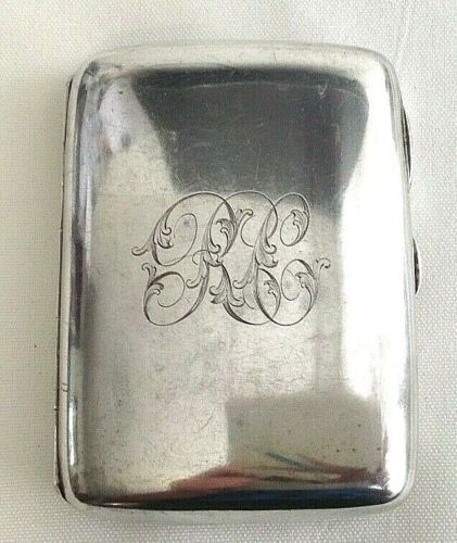 Antique sterling silver hallmark 1915 cigarette case & picture frame HMS In