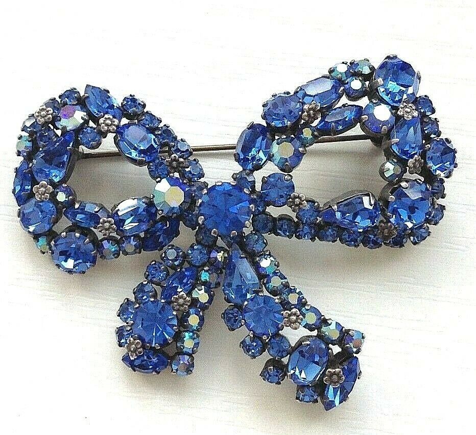 vintage brooch pin Aurora Borealis Crystal Stones watermelon greens and pin