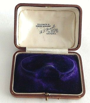 Antique Jewellery display watch box midnight blue velvet silk R S Rowell Oxford
