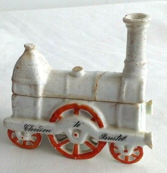 Antique rare Victorian fairing Steam train Clevedon to Bristol match striker pot