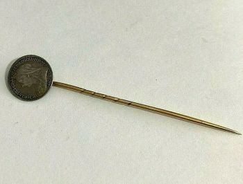 Antique sterling silver Victorian stick pin Queen Victoria jubilee