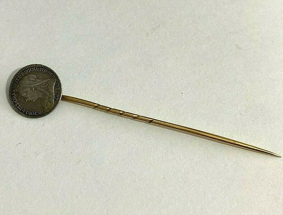  Antique Gilded Silver Paste Banjo Brooch Pin