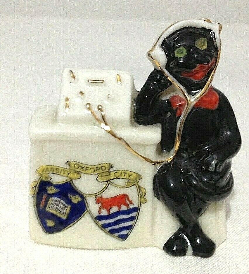 Antique crested china Cigarette match holder Plymouth crest