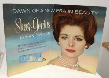 A Vintage shop advertising stand for Max Factor makeup