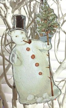 Antique Victorian style Christmas Easter decoration Snowman artisan