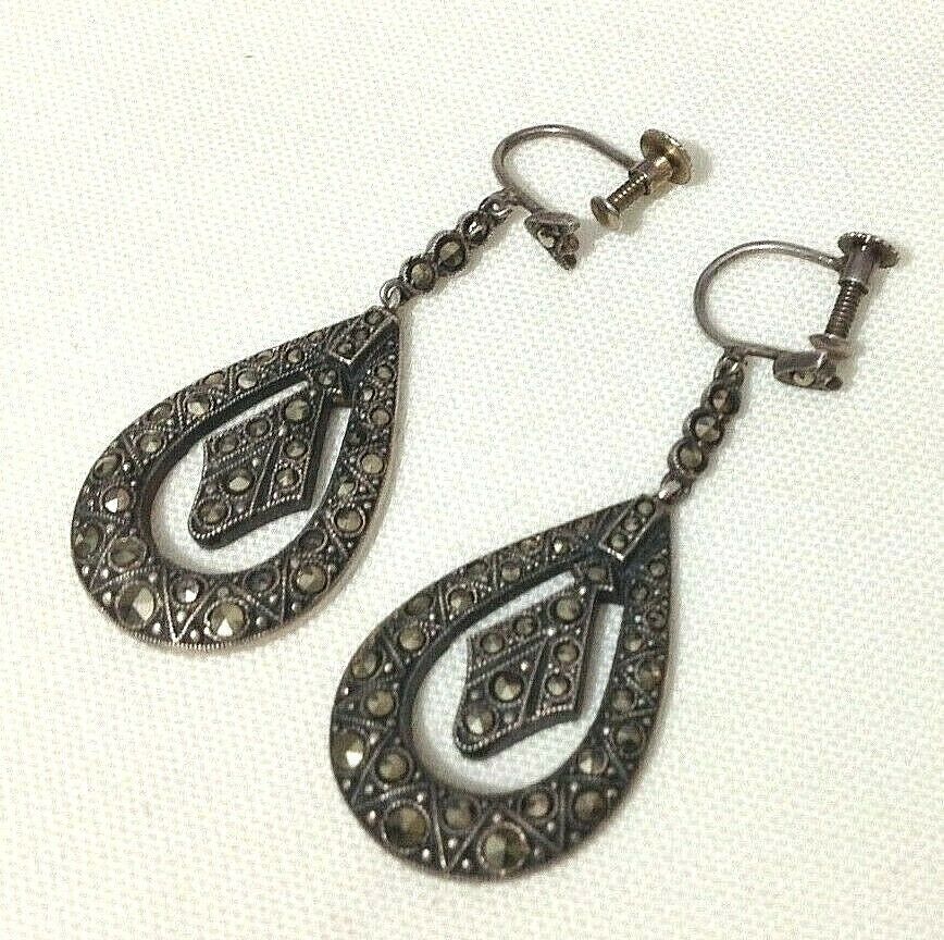  Art Deco Sterling Silver Marcasite Earrings