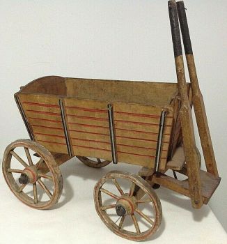 Antique Victorian child's toy wooden cart