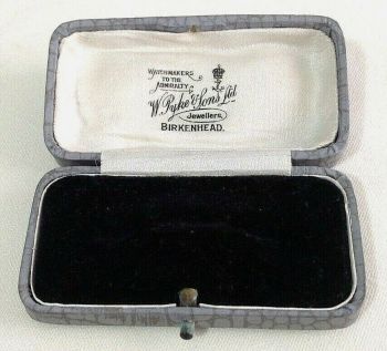 Antique jewellery ring display box W Pyke & Sons Birkenhead Lavender Grey