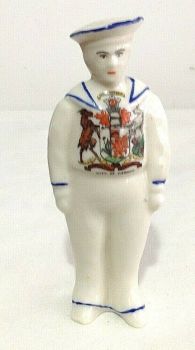 Antique WW1 crested china Sailor Handy Man crest City of Cardiff