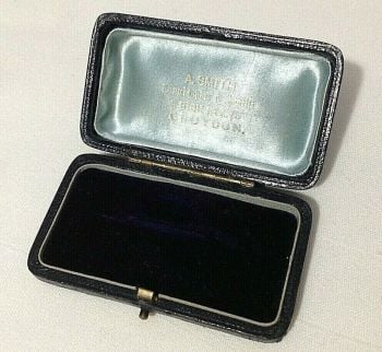 Antique jewellery brooch display box A Smith Croydon