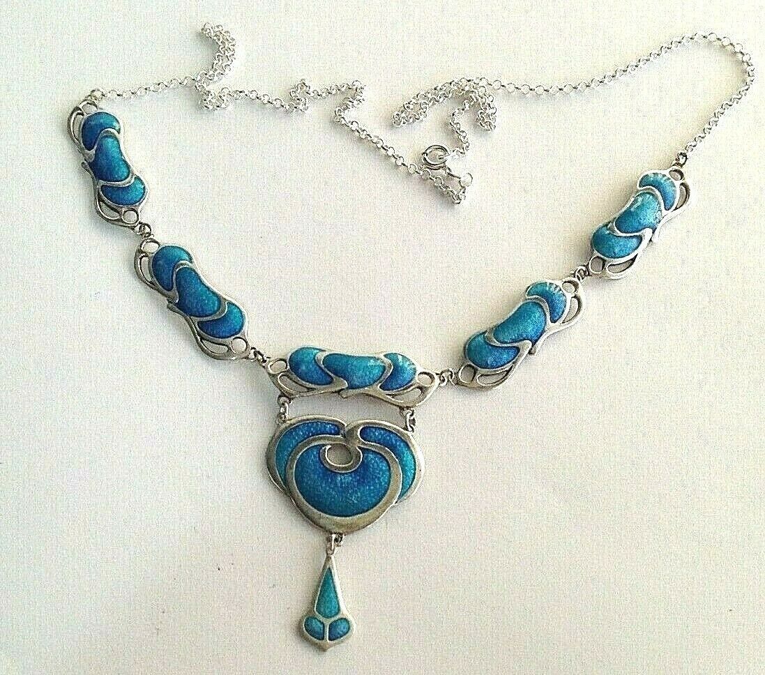 Antique style enamelled sterling silver 5 butterfly necklace handmade