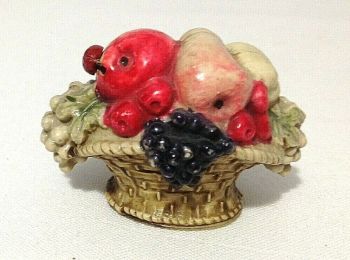 Antique Celluloid Tape Measure Basket Fruit with Ladybird 