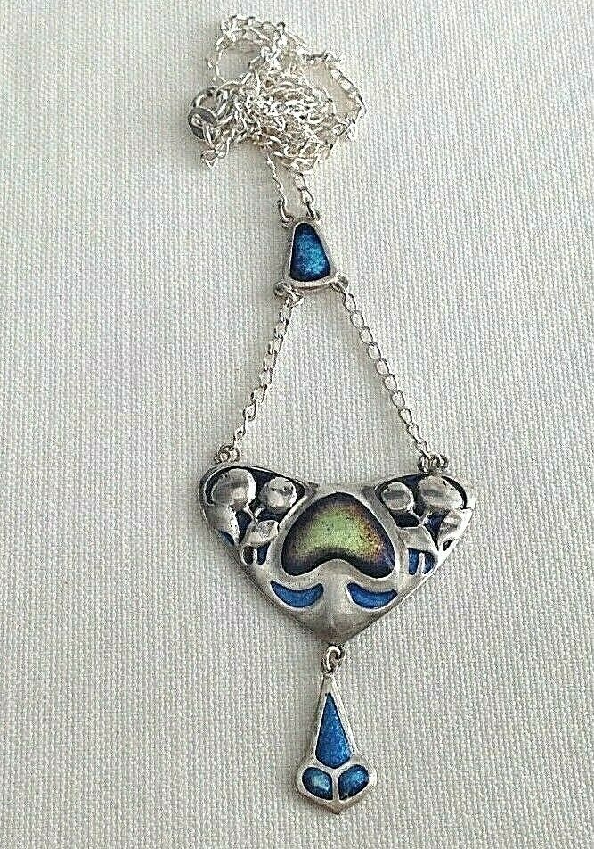 Antique style enamel sterling silver butterfly brooch pin handmade artisan 