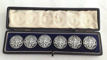 Antique Edwardian Sterling silver hallmarked Art Nouveau buttons 1902