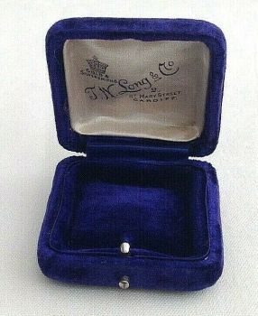 Antique jewellery display box J W Long St Mary St Cardiff brooch pendant 