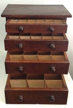 Antique miniature wooden chest of drawers collectors cabinet