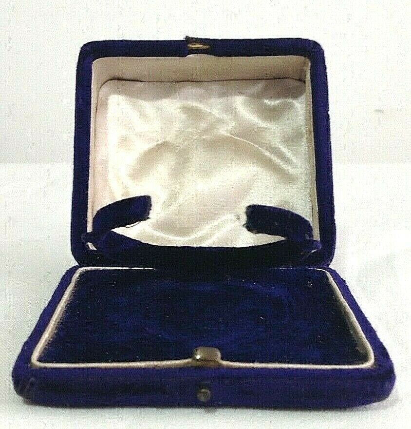 Antique blue velvet jewellery display box bracelet bangle Edwin M Seddon Ye